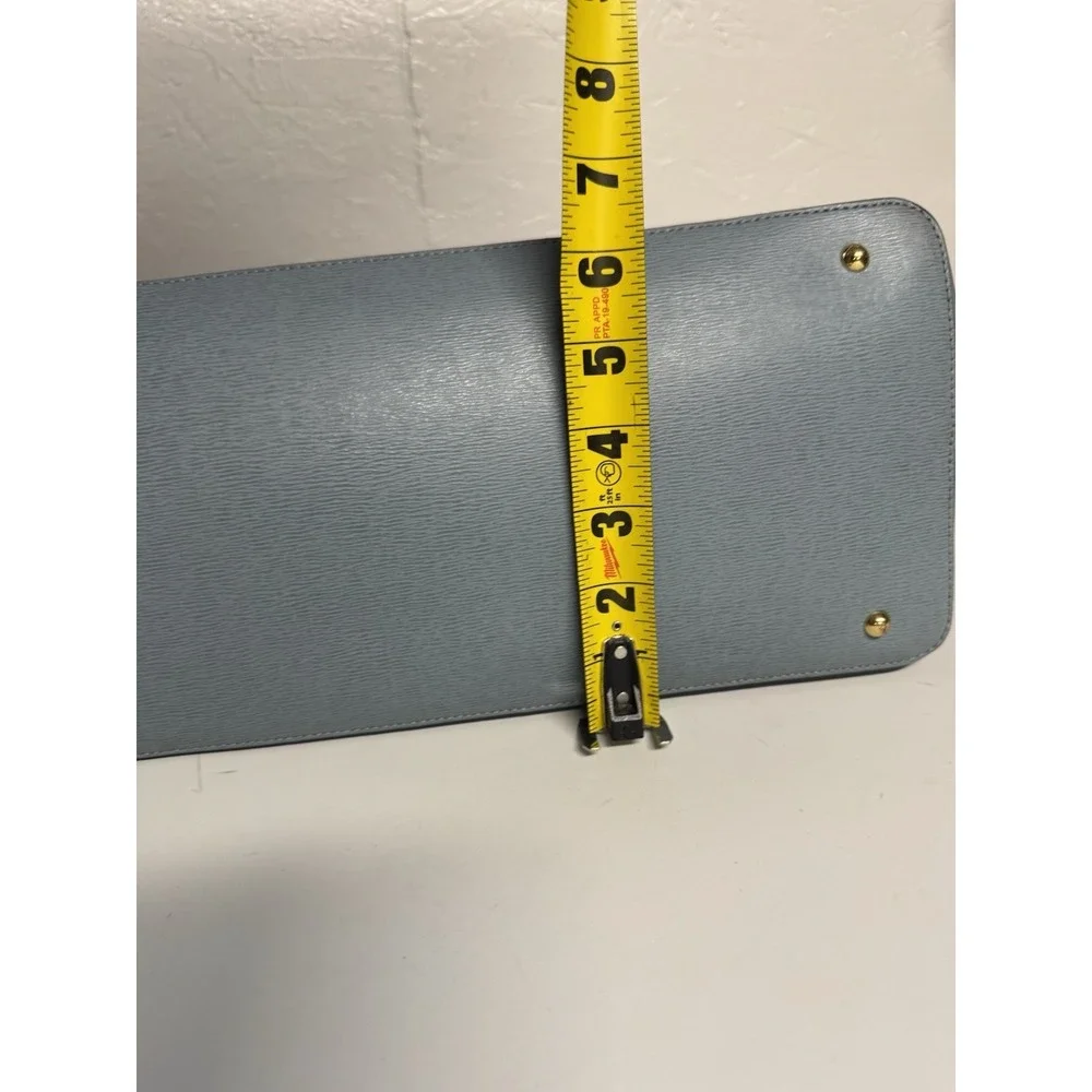 Lauren Ralph Lauren Newbury Satchel Purse Double Zip Light Blue Leather Bag NWT